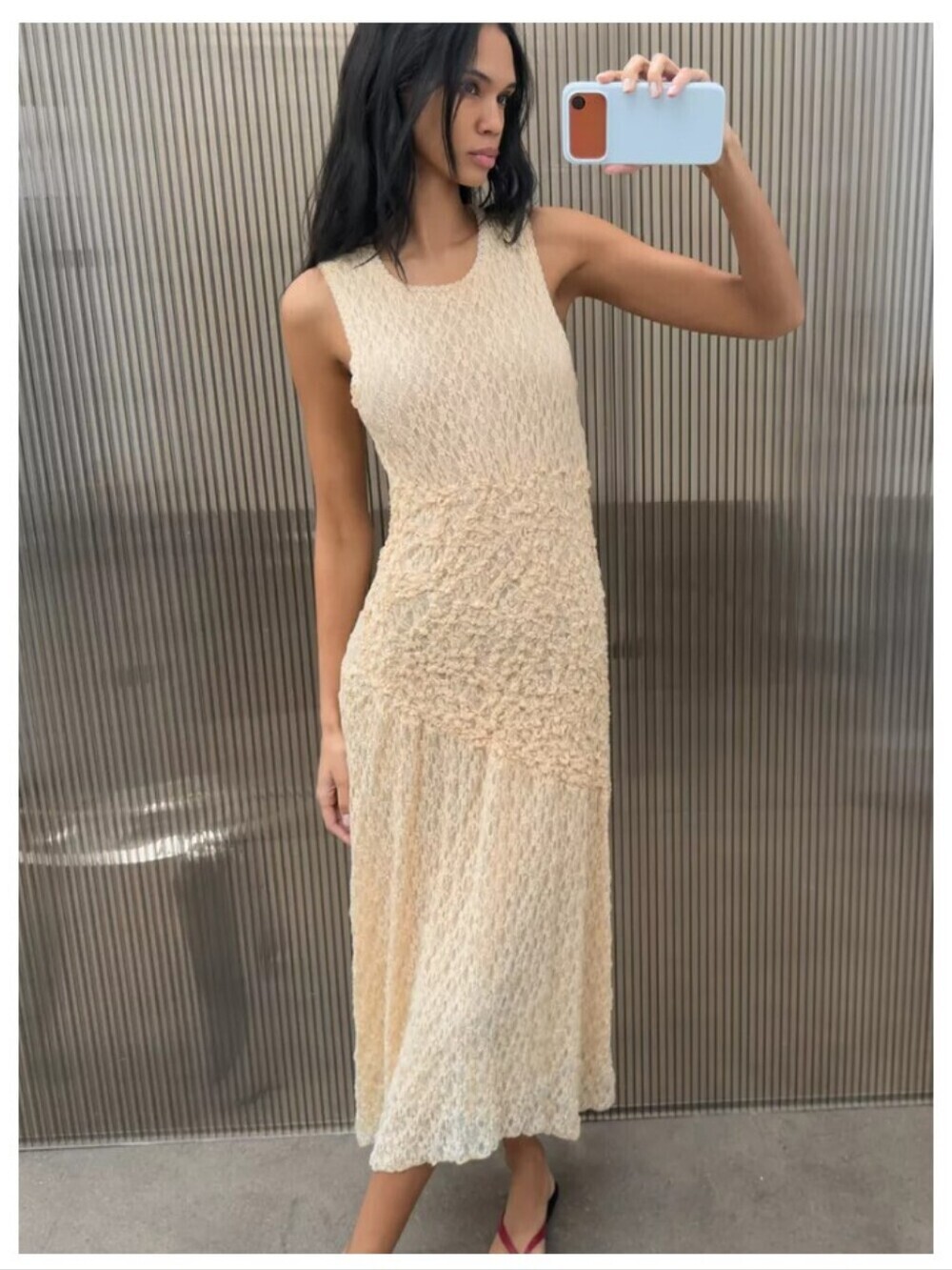 Zara Gathered Lace Midi Dress Is - Picture 3 of 13